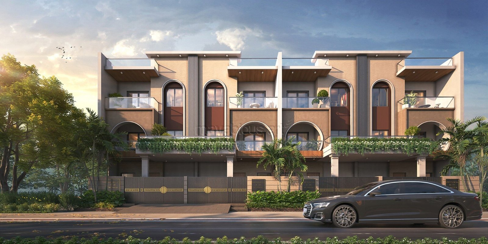 Luxury triplex villa elevation